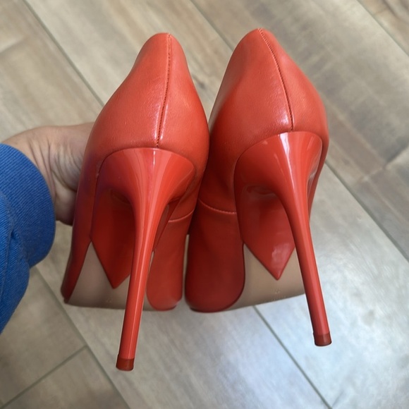 ZARA Basic Orange Pump Pointy Heels Sz 39 (8) - Picture 6 of 10